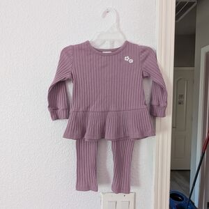 okie dokie Mauve Ribbed Two-Piece Set